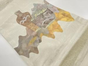 引箔抽象雲取りに壺・抹茶碗模様織出し名古屋帯